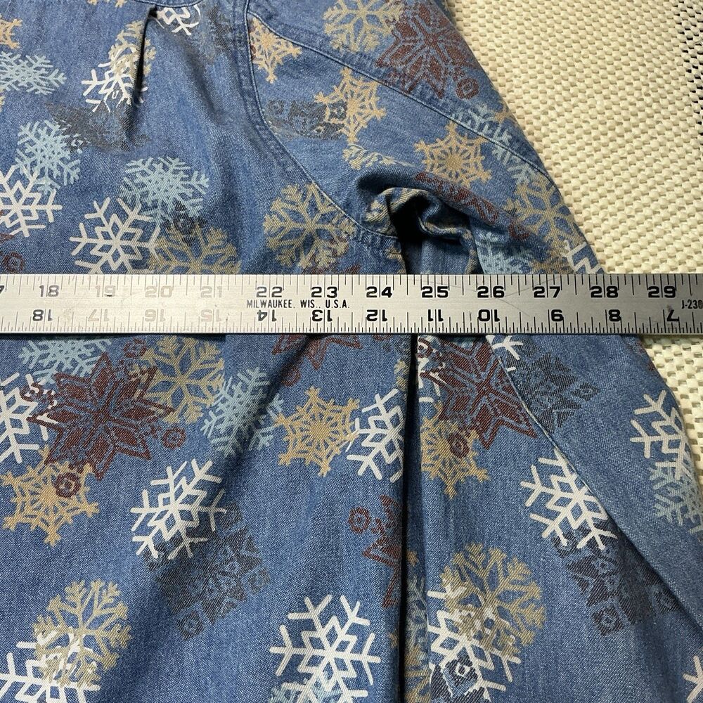 Westbound Women’s XL Denim Button Up Shirt Snowflake Print 100% Cotton Vintage - Picture 7 of 9